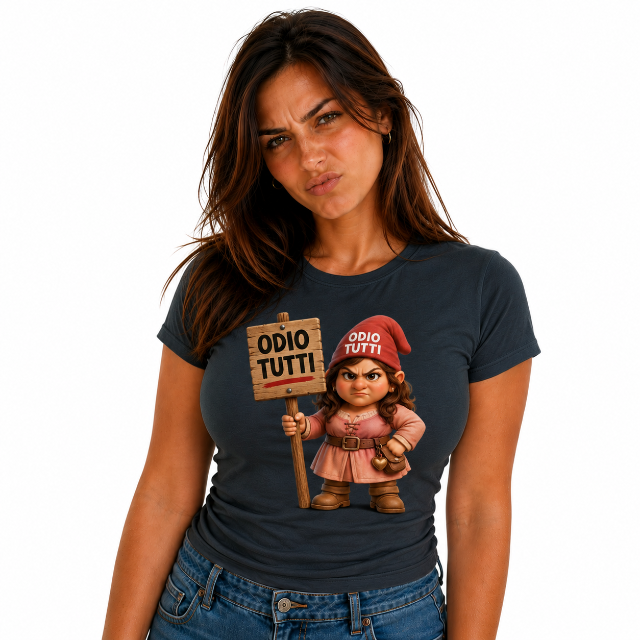 T-Shirt Donna Odio Tutti – Idea regalo – Personalizzabile Con Nom e Sulla Schiena PS 28870-034