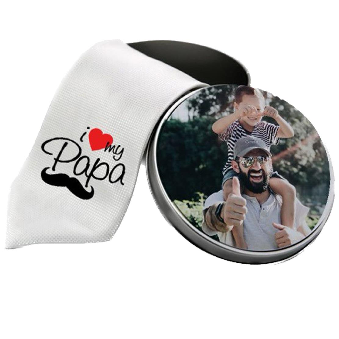 Gift Box Festa del Papà Con Cravatta Bianca Personalizzabile Con Foto e Frasi Idea Regalo PS 24593 PRS