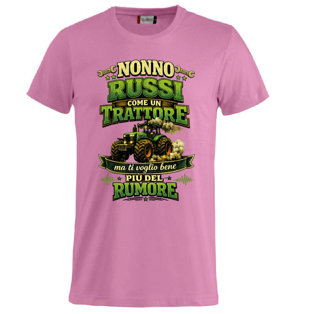 T-Shirt Nonno Russi Come Un Trattore Ma Ti Voglio Bene Piu' Del Rumore – Maglietta Personalizzabile PS 27431-A-146