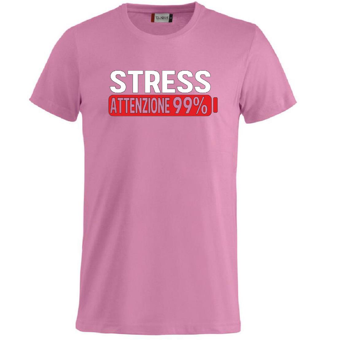 T-Shirt Uomo “Stress Attenzione 99%” – Maglietta Simpatica e Divertente PS 27431-A002