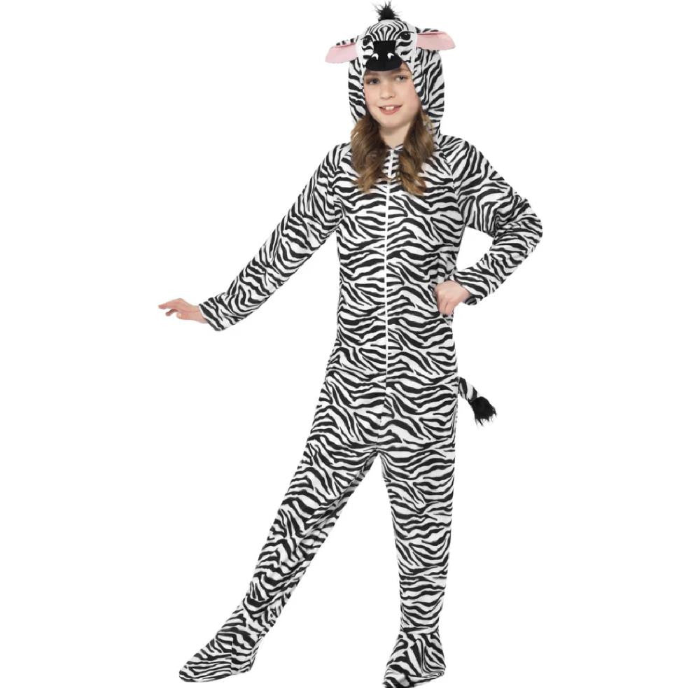Costume di Carnevale Zebra Tutone con Cappuccio – Travestimento Ragazzi – PS 25550
