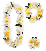 Set Hawaiana Collana, Corona e Bracciale Floreale Bianco – PS 08183