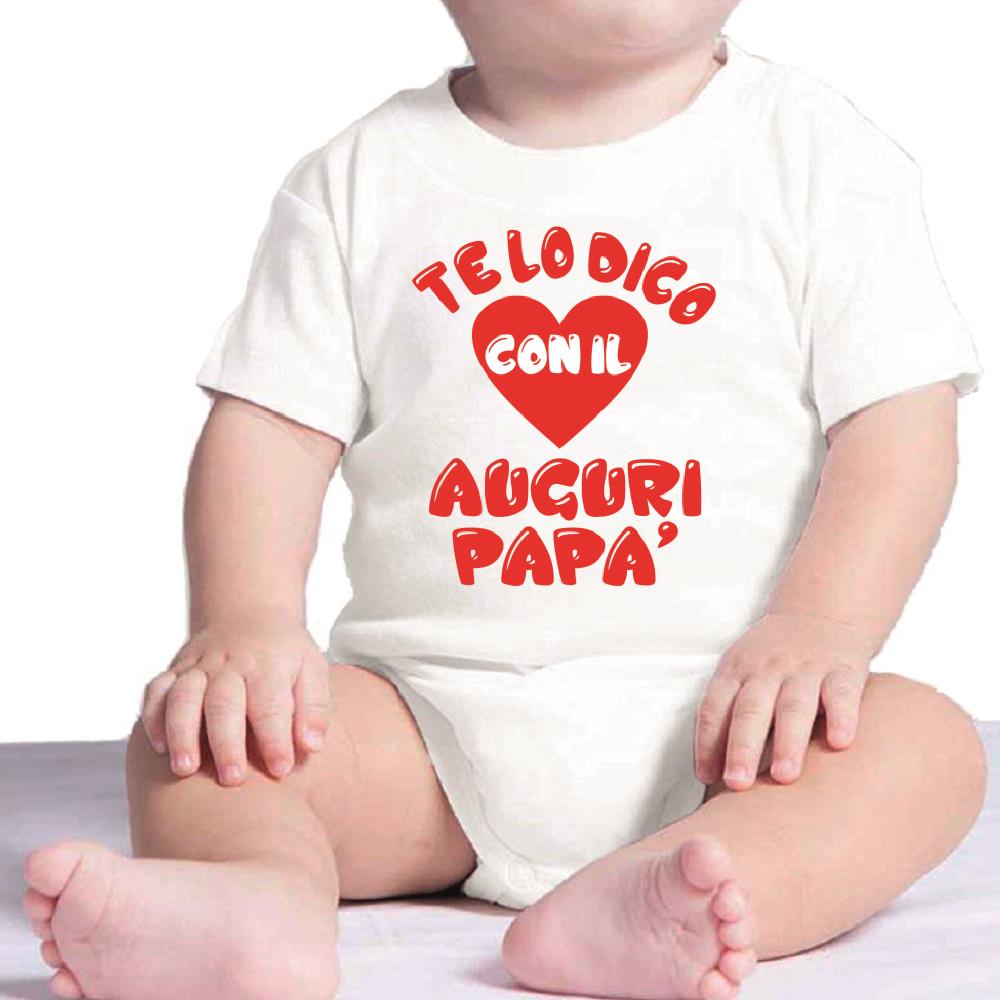 Body Neonato Personalizzato “Te Lo Dico Con Il Cuore” Auguri Papà Mamma Nonna Zia o Nome PS 28180-0003