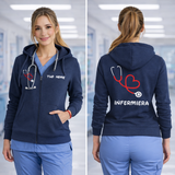 Felpa Donna Infermiera Stetoscopio Cuore con Cappuccio e Zip Lunga – PS 02203-001