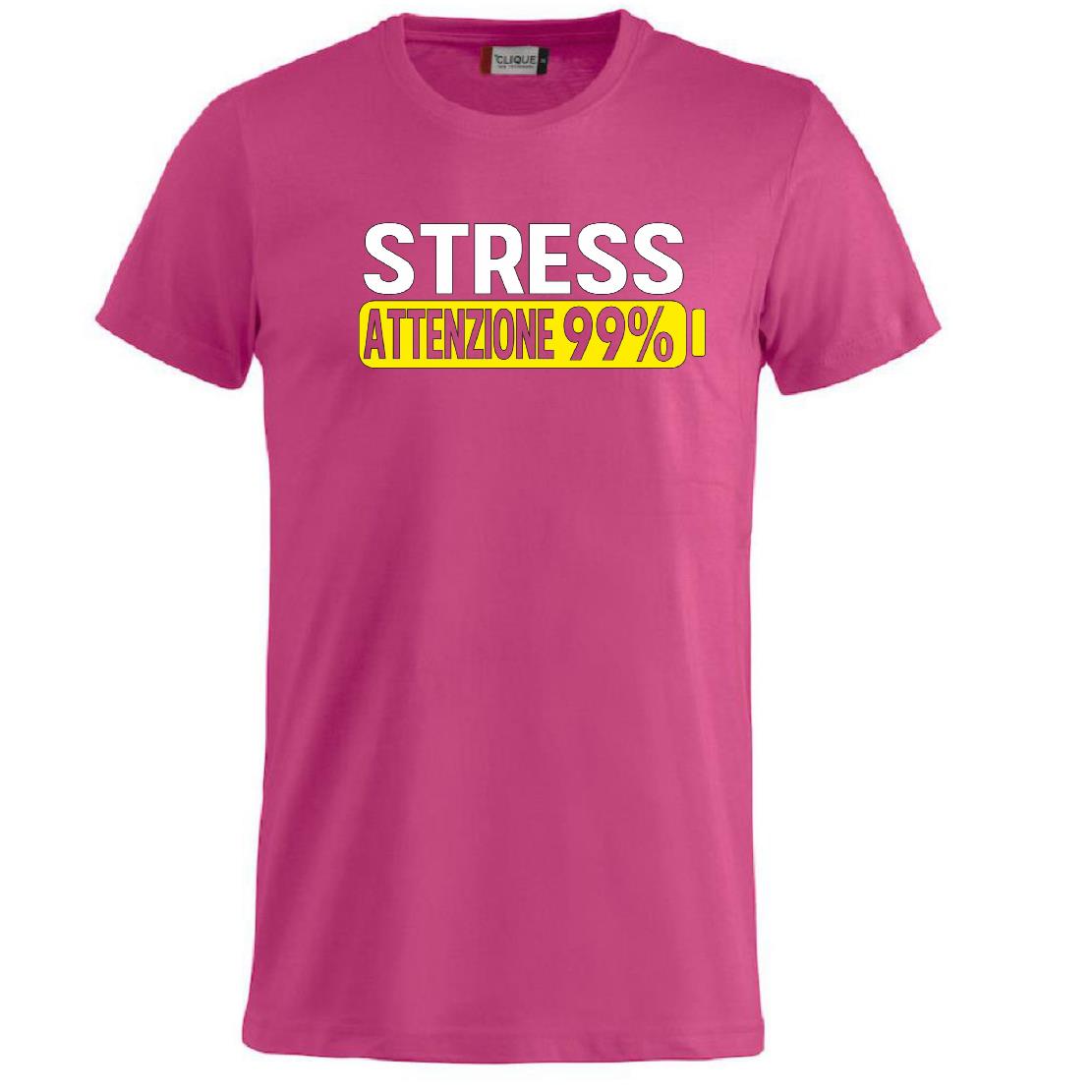 T-Shirt Uomo “Stress Attenzione 99%” – Maglietta Simpatica e Divertente PS 27431-A002