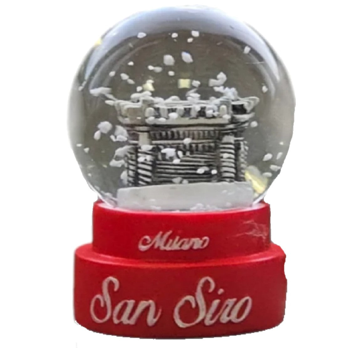 Globo In Vetro Stadio San Siro | SnowBall Con Neve Milano Rossa O Blu' PS 30930