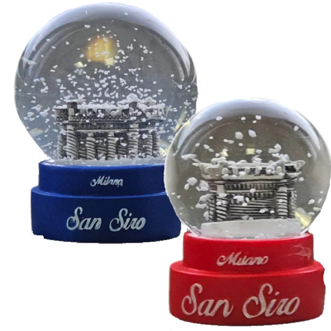 Globo In Vetro Stadio San Siro | SnowBall Con Neve Milano Rossa O Blu' PS 30930