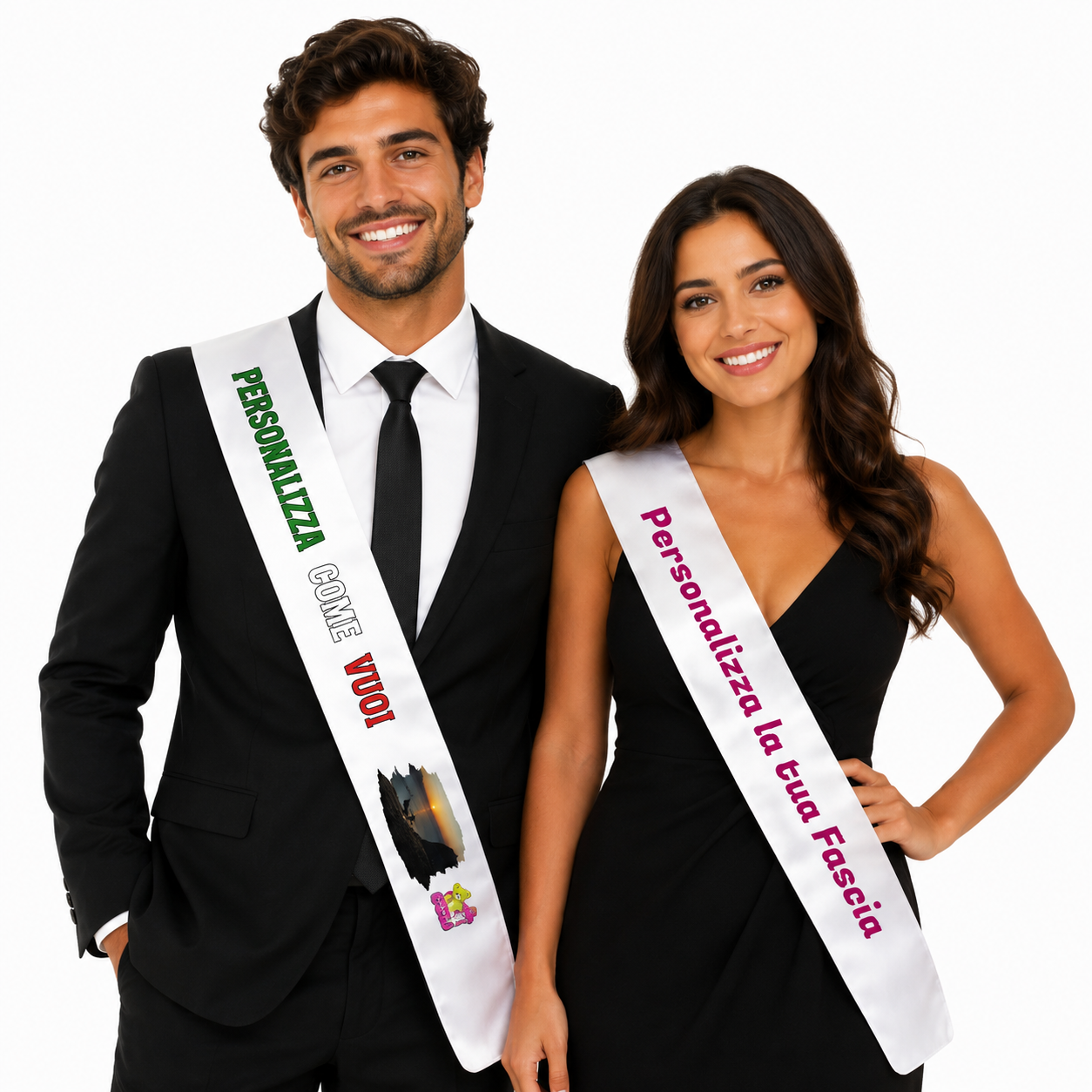 Fascia Bianca Personalizzabile con Stampa – Addio Nubilato, Sindaco, Miss, Festa PS 11446