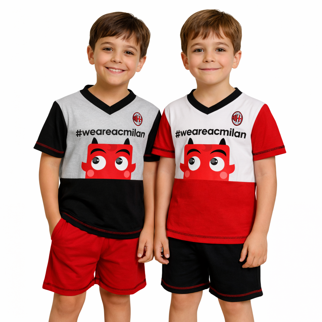 Pigiama Milan Corto Bambino – AC MILAN Personalizzabile – PS 30108