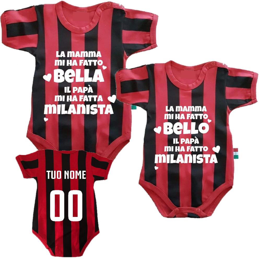 Body Neonato “Mamma Mi Ha Fatto Bello/Bella – Papà Mi Ha Fatto Milanista” – PS 32772-010