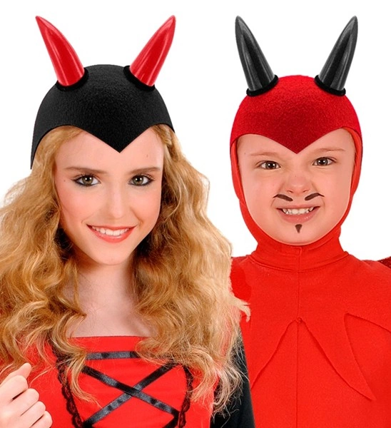 Calotta Diavolo in Feltro Rossa o Nera – Accessorio Halloween / Carnevale – PS 09049