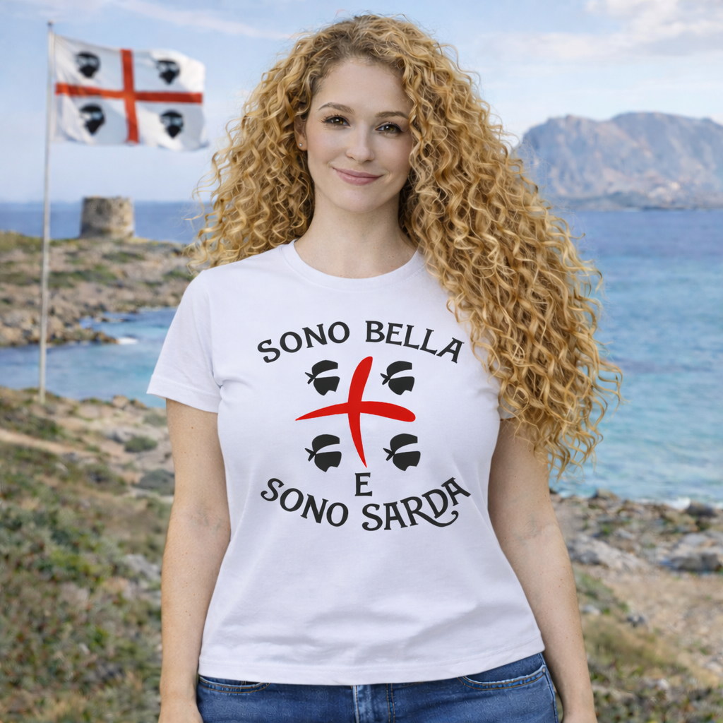 T-Shirt Donna “Sono Bella e Sono Sarda” – Maglietta Manica Corta – PS 28870-020