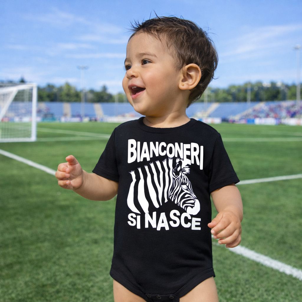 Body Neonato “Bianconeri Si Nasce” Zebra Bianco Nera 100% Cotone PS 28180-0010
