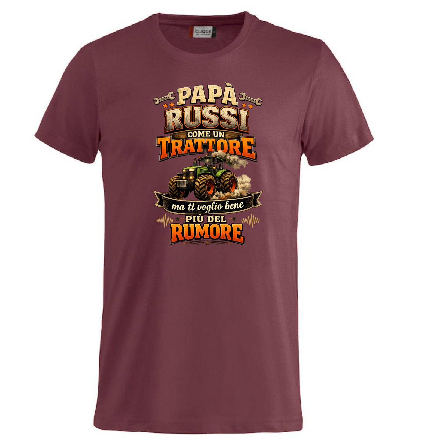 T-Shirt Papa' Russi Come Un Trattore Ma Ti Voglio Bene Piu' Del Rumore – Maglietta Personalizzabile PS 27431-A-145