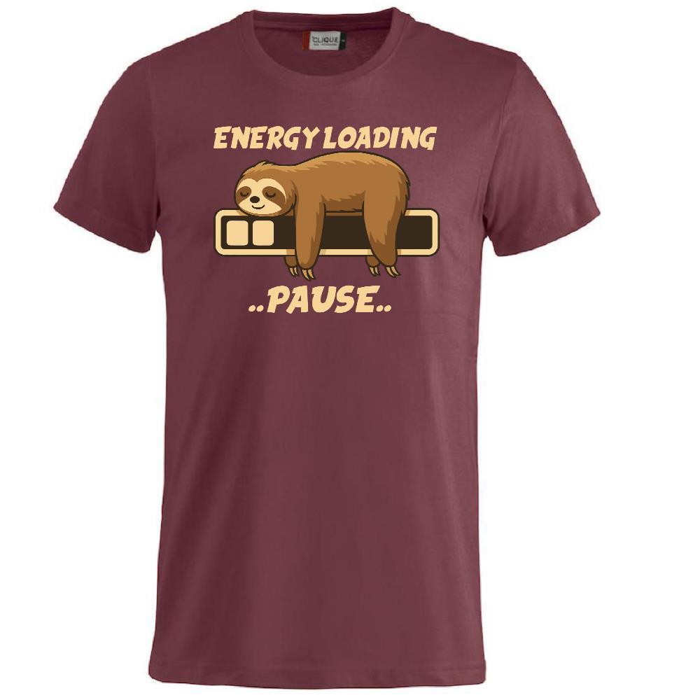T-Shirt “Bradipo Energy Loading… Pause…” – Personalizzabile con Nome – PS 27431-A135