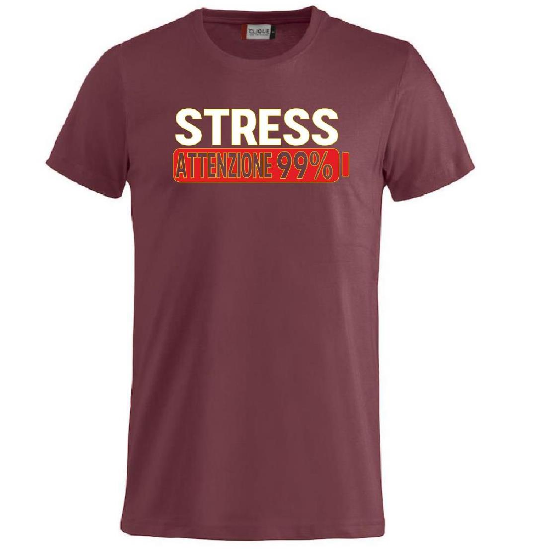 T-Shirt Uomo “Stress Attenzione 99%” – Maglietta Simpatica e Divertente PS 27431-A002