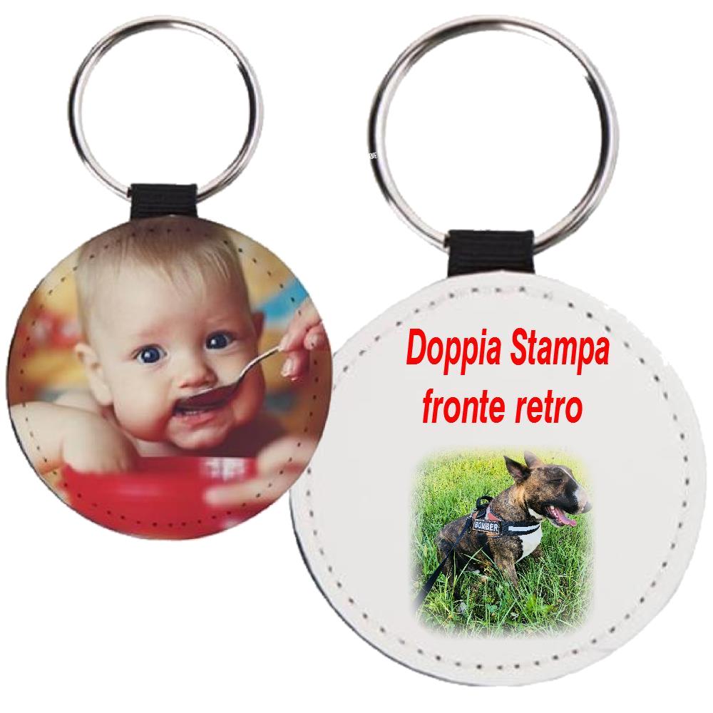 Portachiavi Personalizzabile In Ecopelle Doppia Stampa Foto Dedica Rettangolare Tondo Cuore T-Shirt PS 4032 PRS