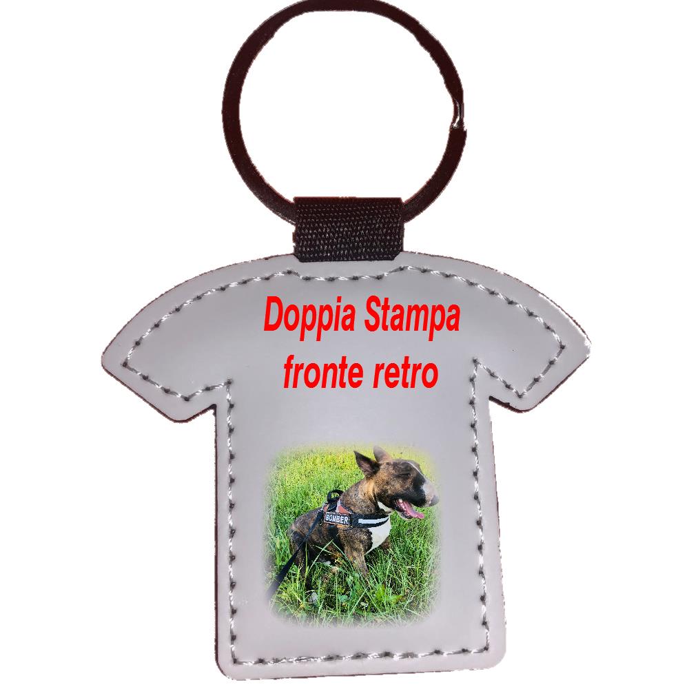 Portachiavi Personalizzabile In Ecopelle Doppia Stampa Foto Dedica Rettangolare Tondo Cuore T-Shirt PS 4032 PRS
