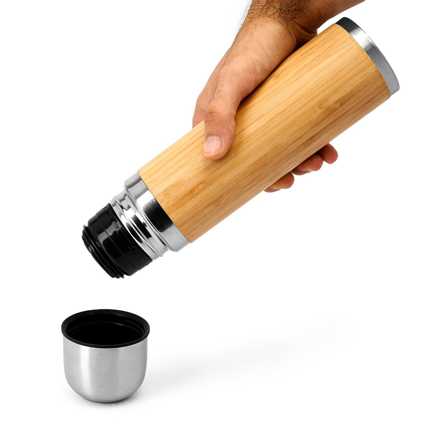 Thermos in Acciaio e Bambù a Doppia Parete – 420 ml – Cod. PS 00521 PRS