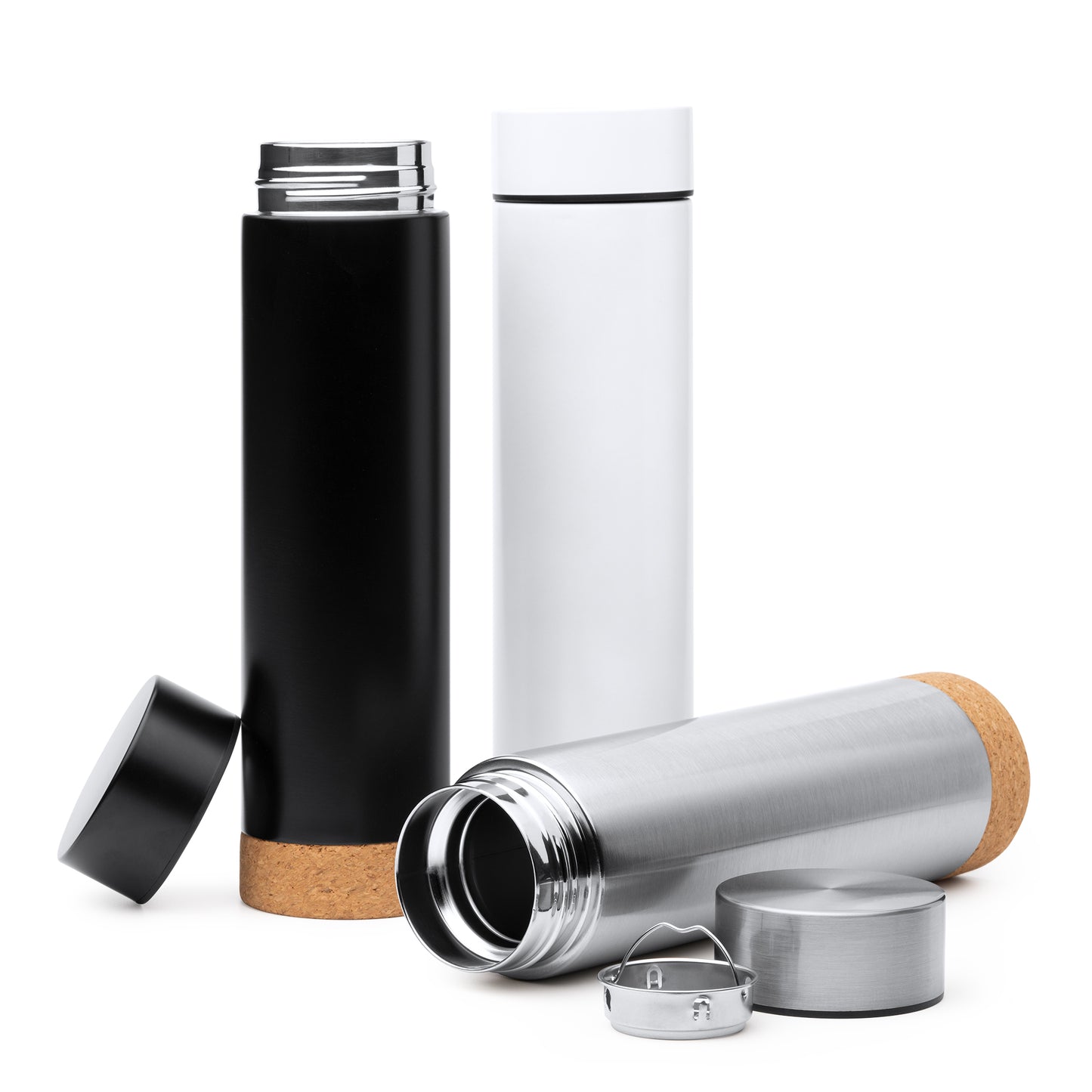 Thermos in Acciaio Inossidabile TAYOX a Doppia Parete con Infusore Tè e Base in Sughero – 460 ml PS 00529 PRS