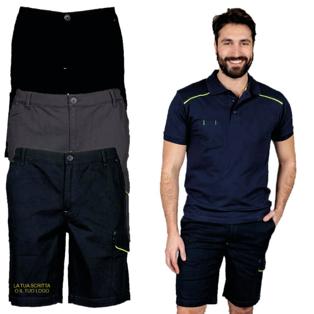 Pantalone Corto Da Lavoro Zurigo Shorts Multitasche Elasticizzato Personalizzabile JRC PS 40844