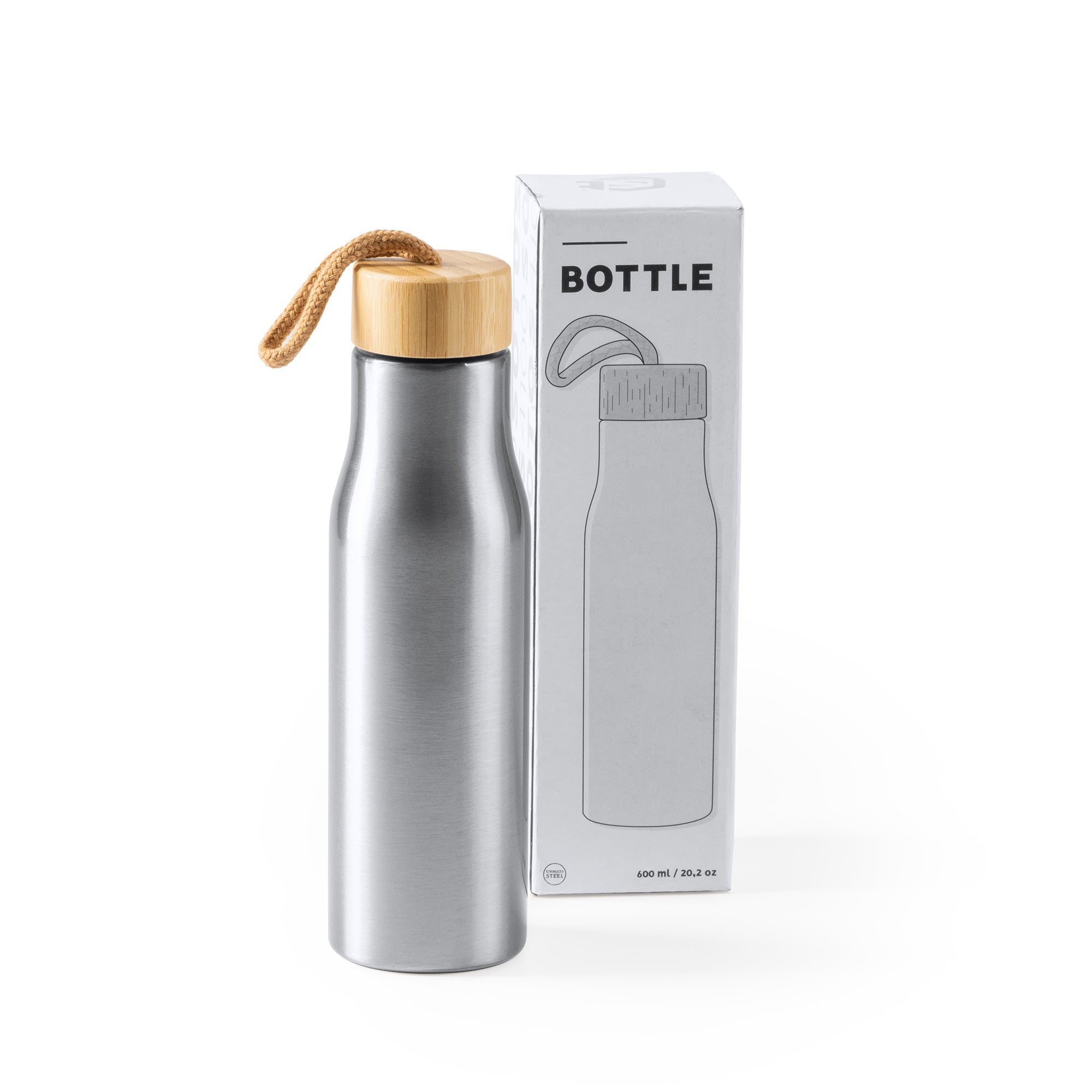 Borraccia in Acciaio Inossidabile e Bambù SOTOS con Laccetto – 600 ml PS 00532 PRS