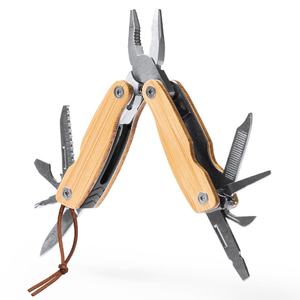 Multiutensile in Acciaio Inossidabile Manico in Bambù – 12 Funzioni – Personalizzabile Inciso – PS 00537