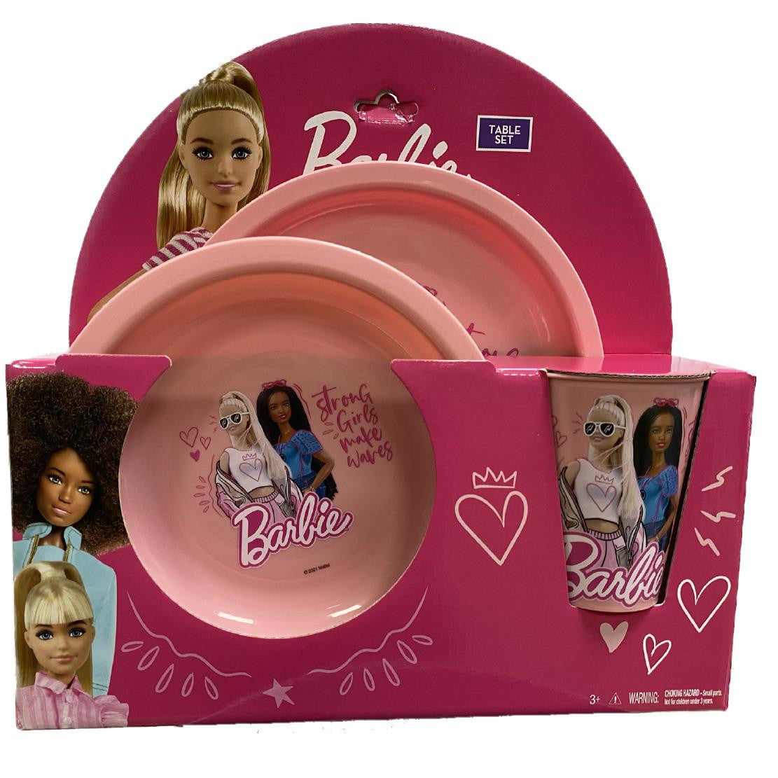 Set da Tavola Barbie – Piatto Piano + Piatto Fondo + Bicchiere – PS 41370