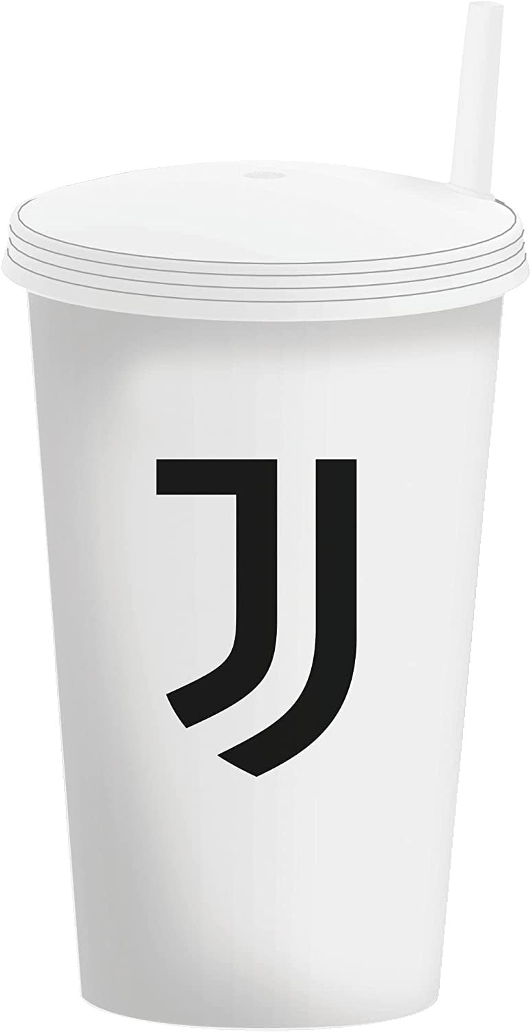 Bicchiere Juventus con Tappo e Cannuccia – 430 ml – BPA Free – PS 41380