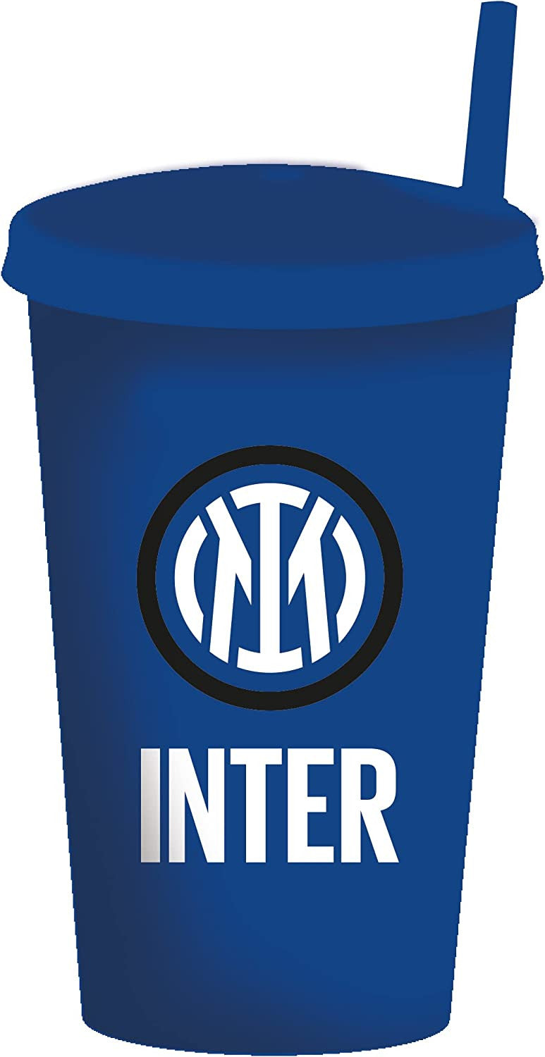 Bicchiere Inter con Tappo e Cannuccia – 430 ml – BPA Free – PS 41381