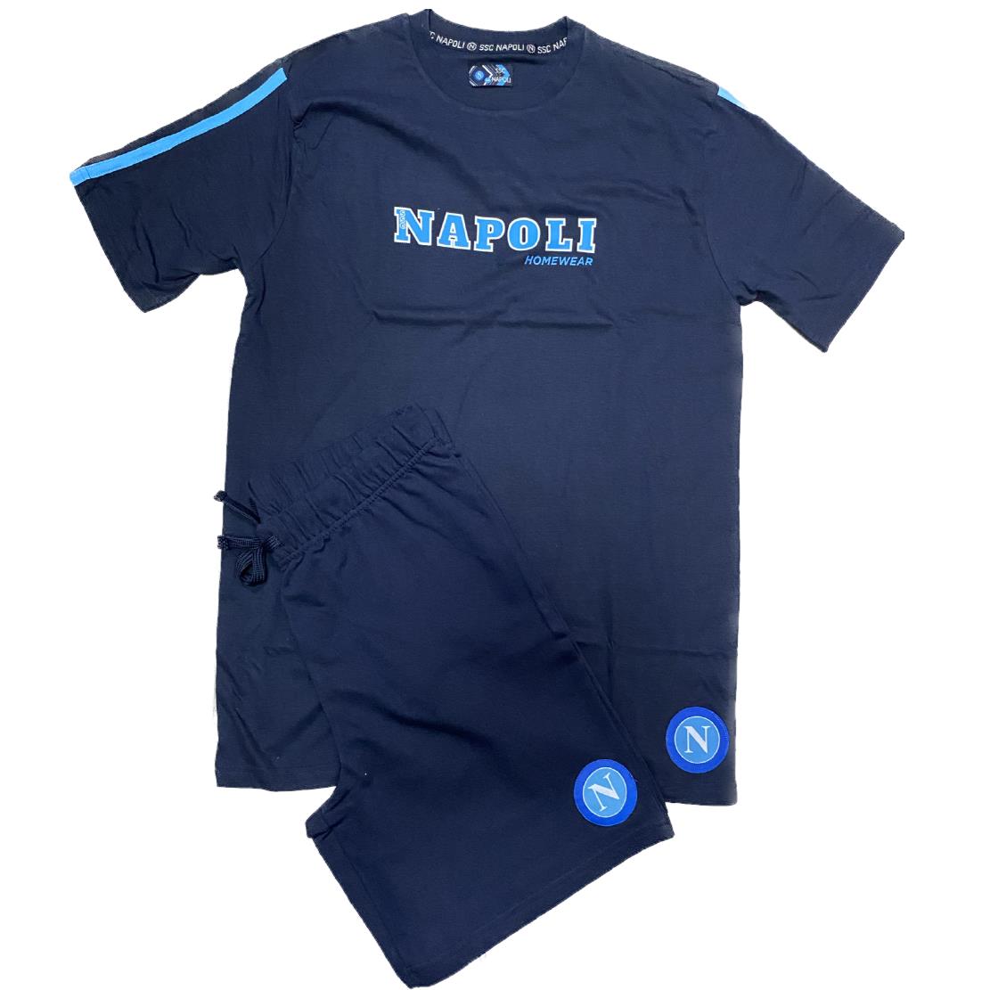 Pigiama Corto SSC Napoli Ufficiale 100% Cotone – Ragazzo e Adulto – Personalizzabile con Nome PS 41396