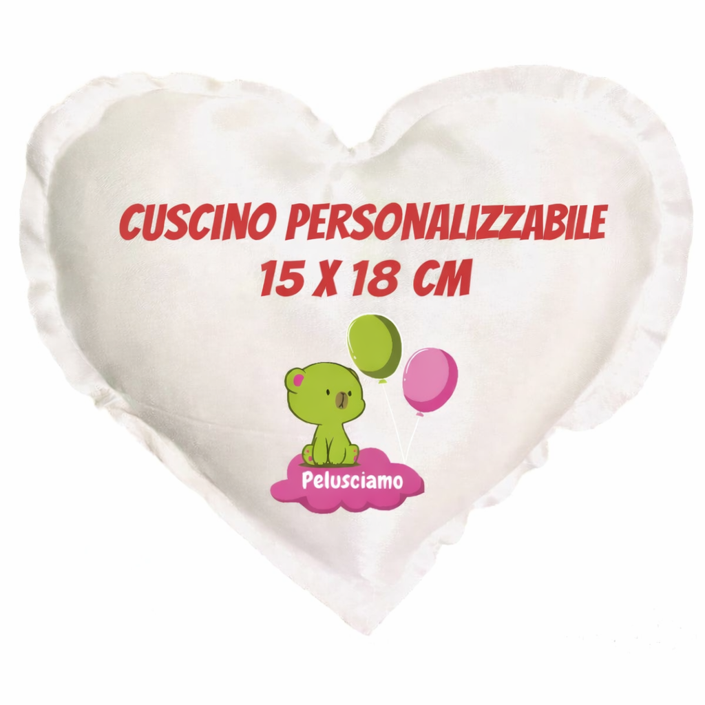 Cuscino Cuore Personalizzabile Foto o Frasi – 15 X 18 cm – Cod. 12934 PRS