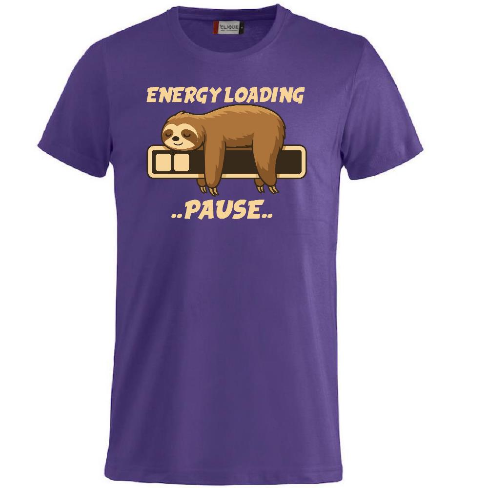 T-Shirt “Bradipo Energy Loading… Pause…” – Personalizzabile con Nome – PS 27431-A135