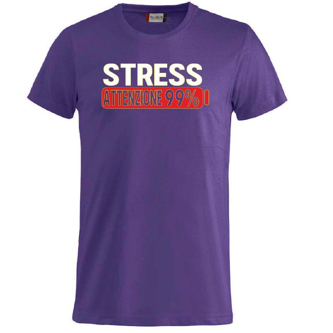 T-Shirt Uomo “Stress Attenzione 99%” – Maglietta Simpatica e Divertente PS 27431-A002