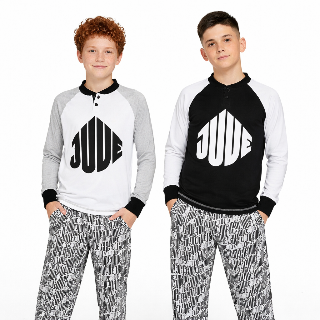 Pigiama Juventus Serafino Bambino – 100% Cotone Personalizzabile – PS 30077