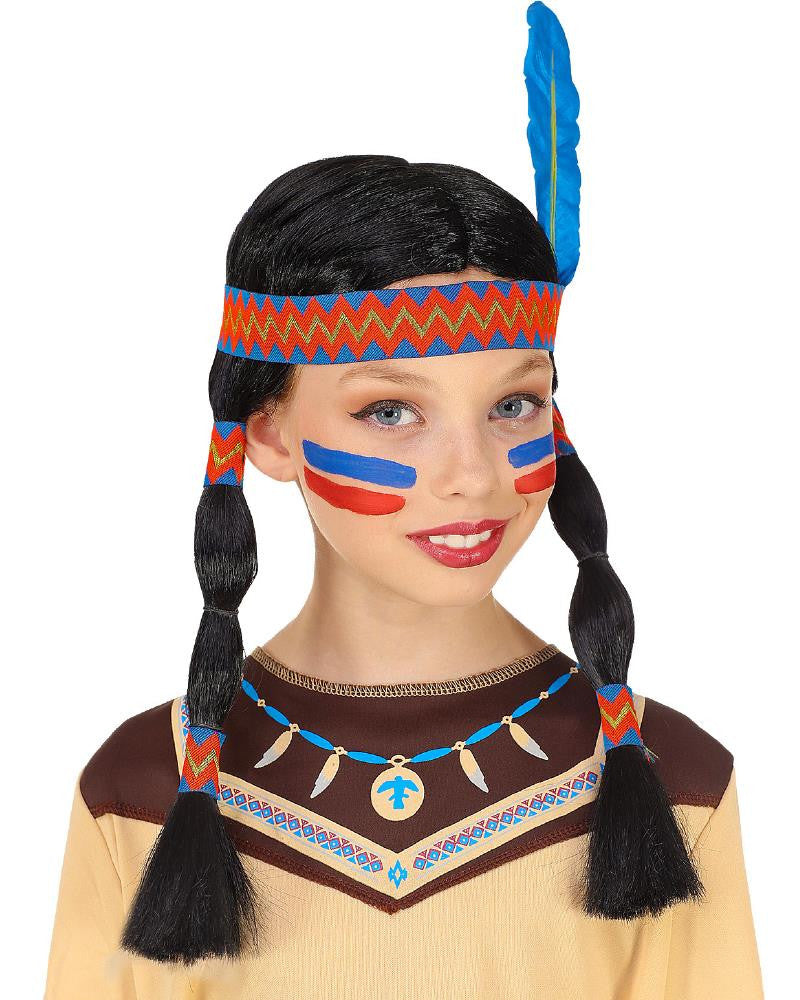 Parrucca da Bambina Indiana – Parrucche Carnevale Indiani – PS 13952