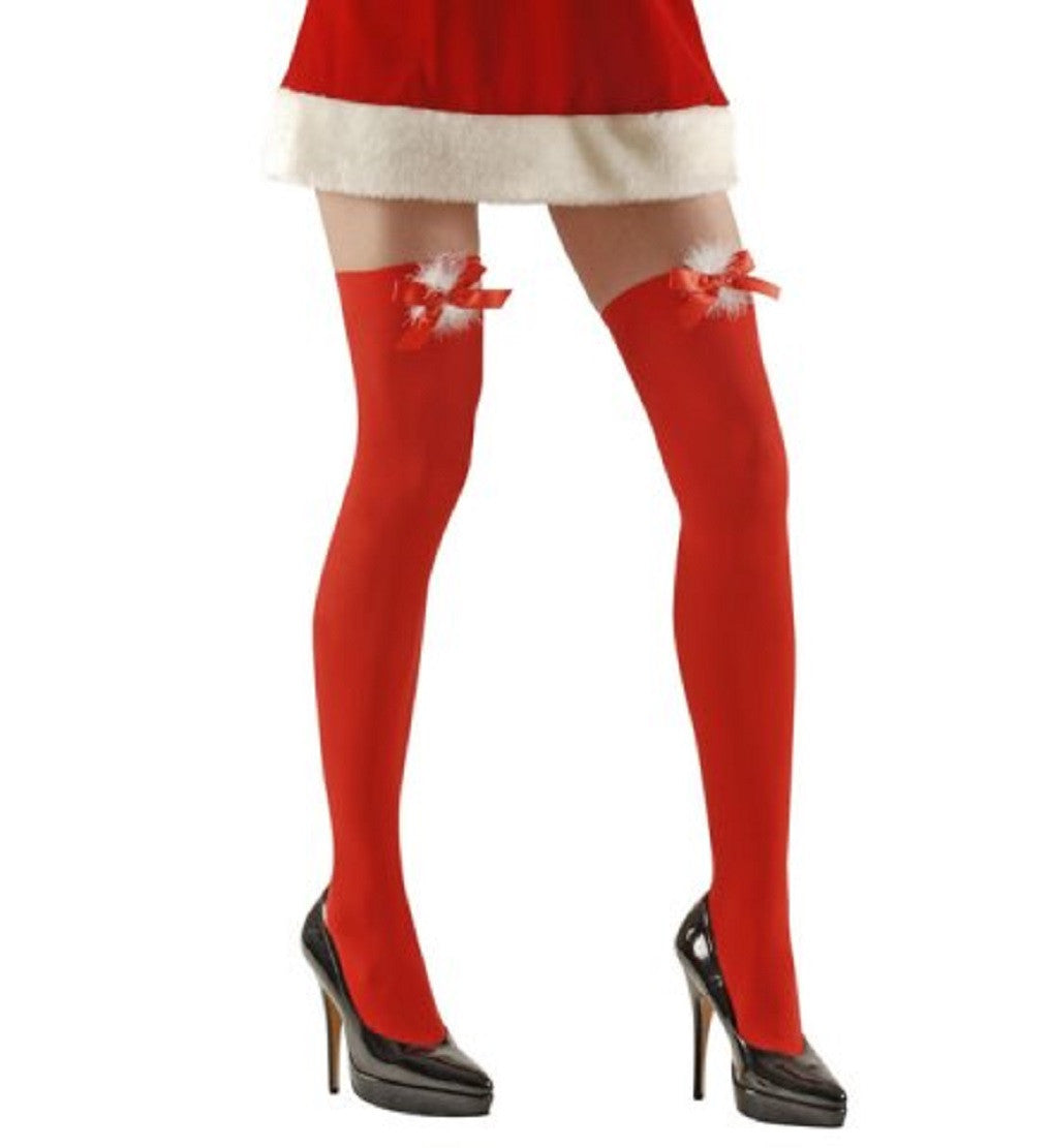 Calze Autoreggenti Rosse Miss Santa – Costume Carnevale – PS 10111