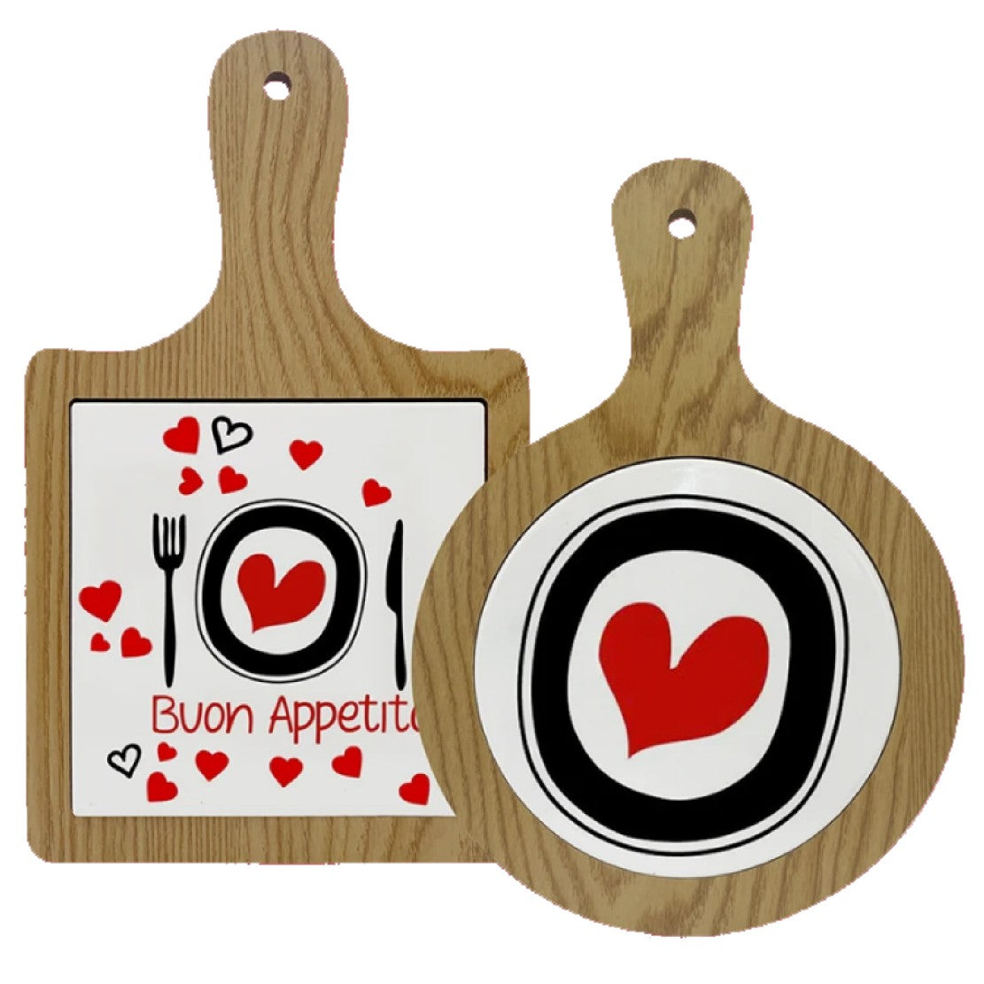 Tagliere in Ceramica con Manico e Bordo in Legno Personalizzabile PS 00110 PRS
