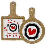 Tagliere in Ceramica con Manico e Bordo in Legno Personalizzabile PS 00110 PRS