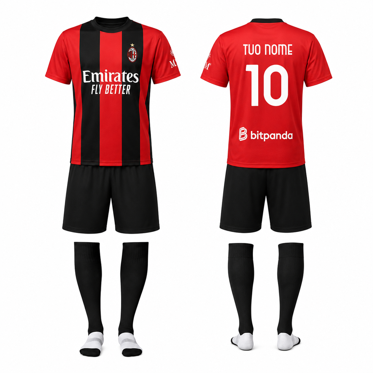 Completo Calcio AC Milan 2026/2027 Personalizzabile – Replica Campionato Serie A – Maglia, Pantaloncino e Calzettoni – PS 40482-C-01