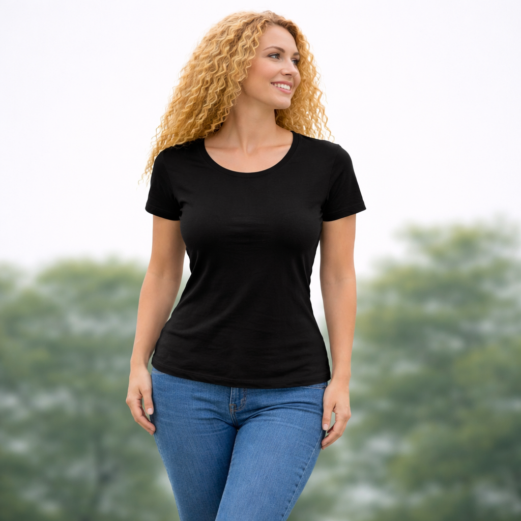 T-Shirt Donna Derby-T in Cotone Fiammato – Collo e Maniche Taglio Vivo – PS 36976
