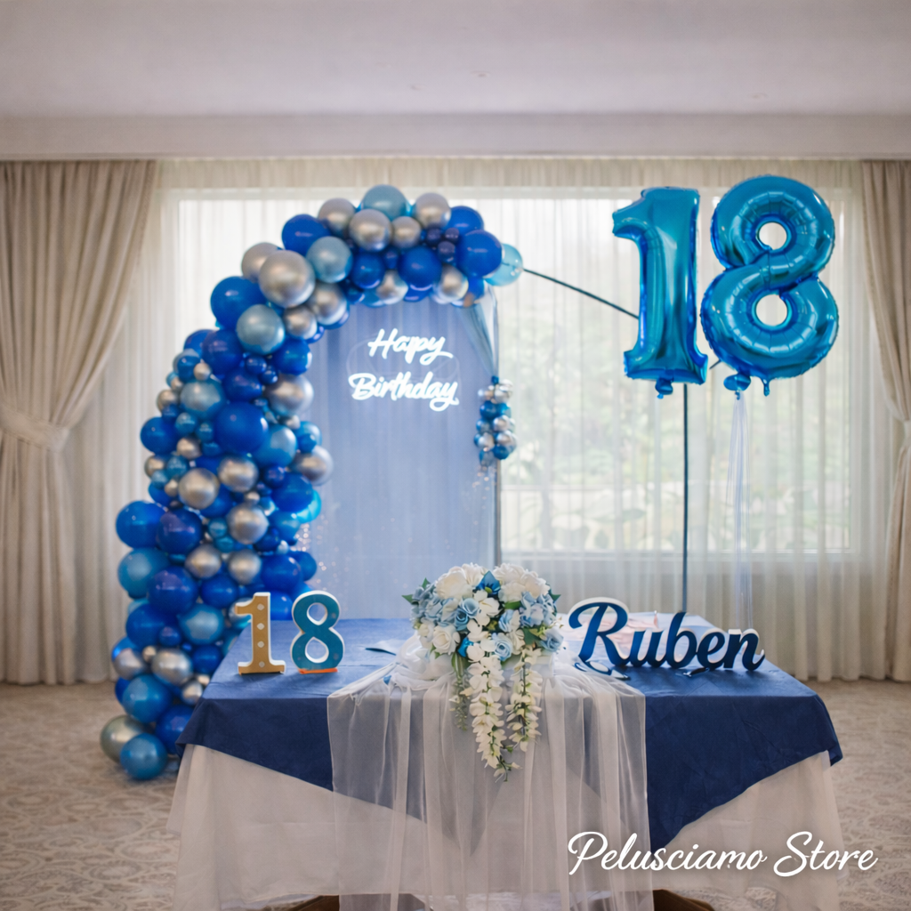 Semi arco a aria con numeri compleanno a elio - BA 004