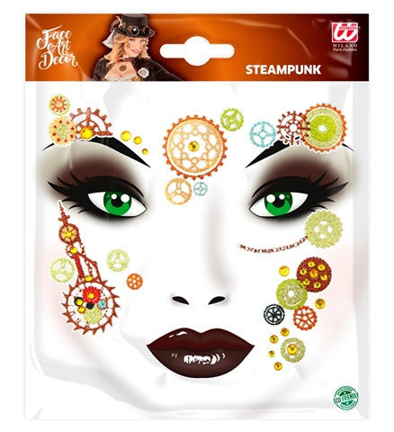 Adesivo Viso Glitter Steampunk – Sticker per Viso e Corpo con Pietre Preziose – PS 00828