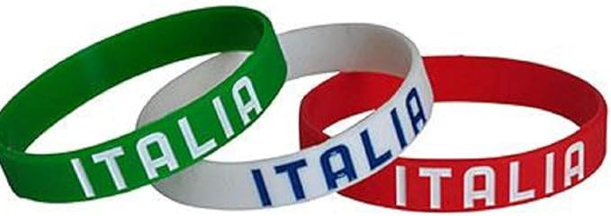 Giemme Kit 3 Braccialetti Italia in Silicone Tricolore – Accessorio Tifoso – PS 03477