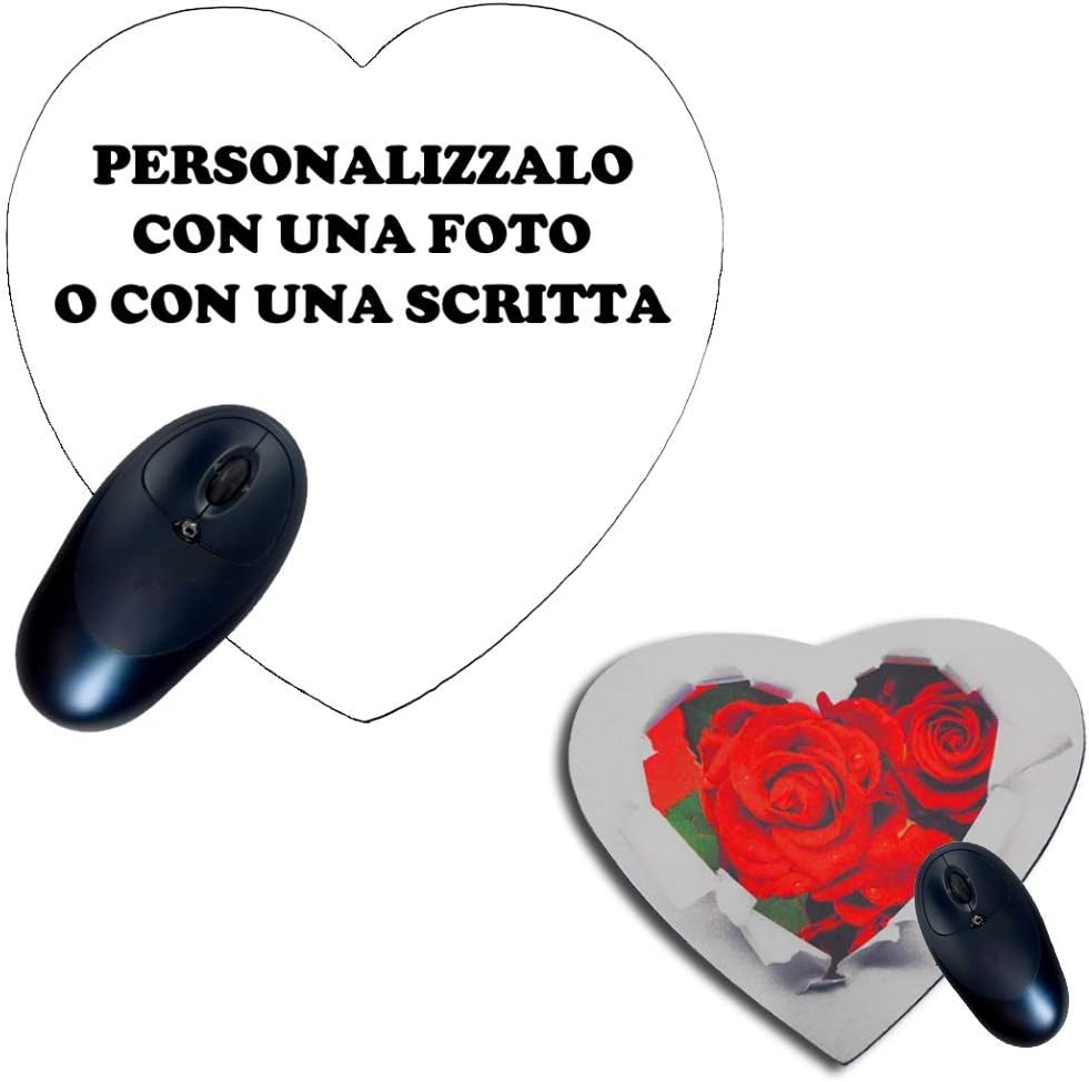 Tappetino Mouse Pad A Cuore Personalizzabile Con Foto o Scritta 20x20 cm PS 00306 PRS