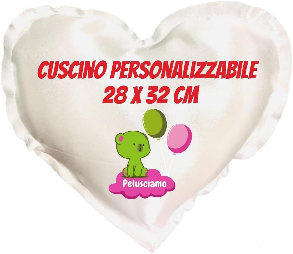 Cuscino Cuore Personalizzabile Foto o Frasi – 28 × 32 cm – Cod.12937 PRS
