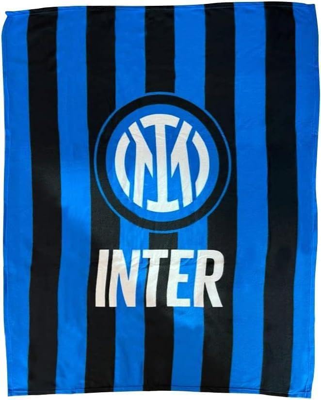 Inter – Coperta Plaid in Pile Nero/Azzurro – 120 × 150 cm PS 01387