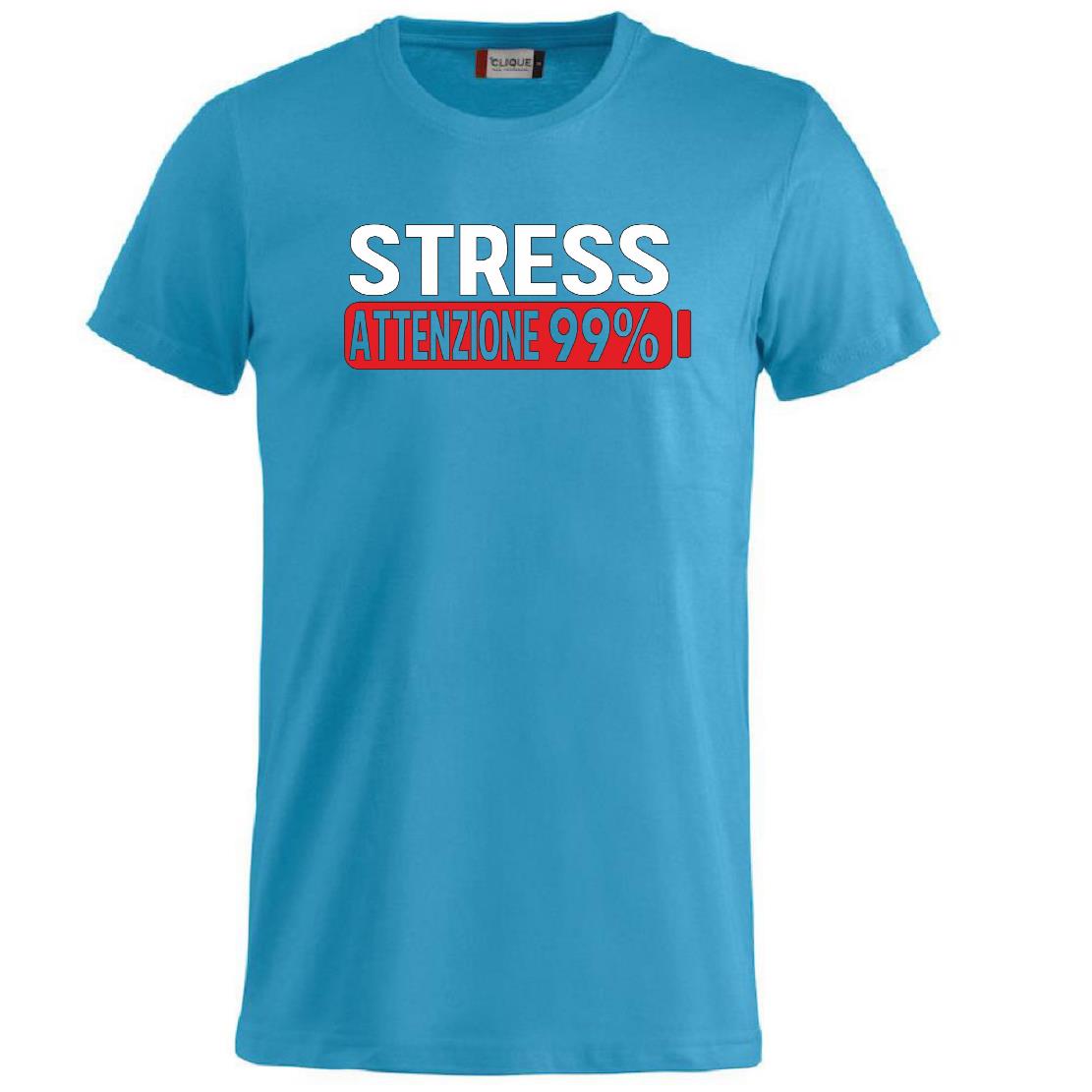 T-Shirt Uomo “Stress Attenzione 99%” – Maglietta Simpatica e Divertente PS 27431-A002