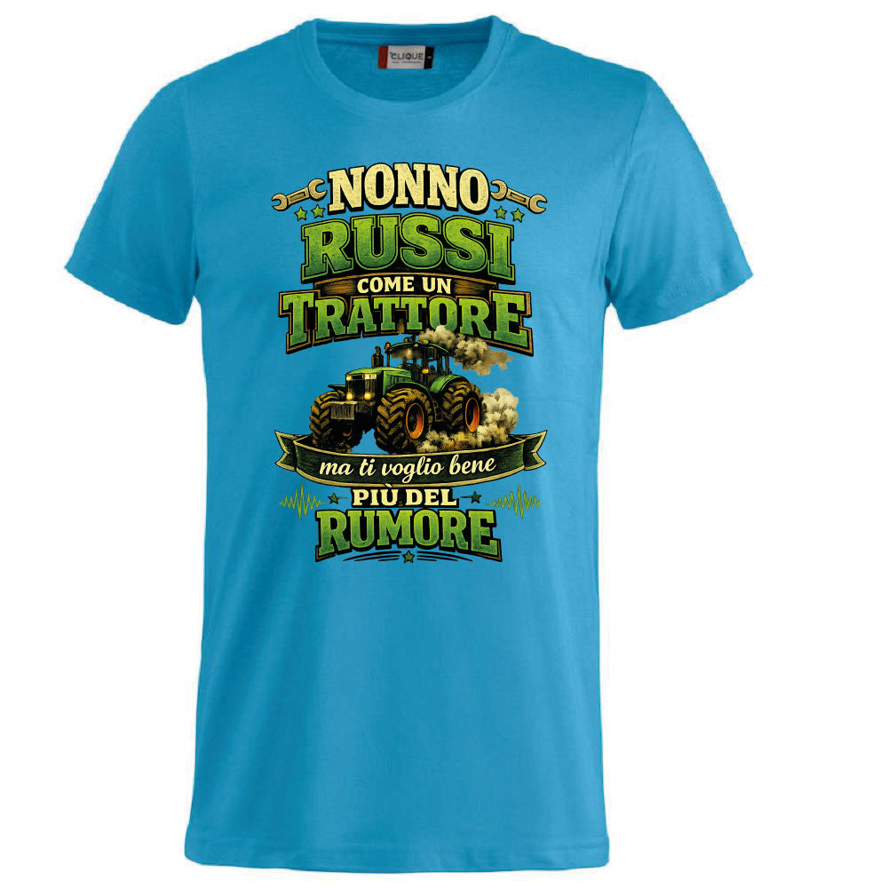 T-Shirt Nonno Russi Come Un Trattore Ma Ti Voglio Bene Piu' Del Rumore – Maglietta Personalizzabile PS 27431-A-146