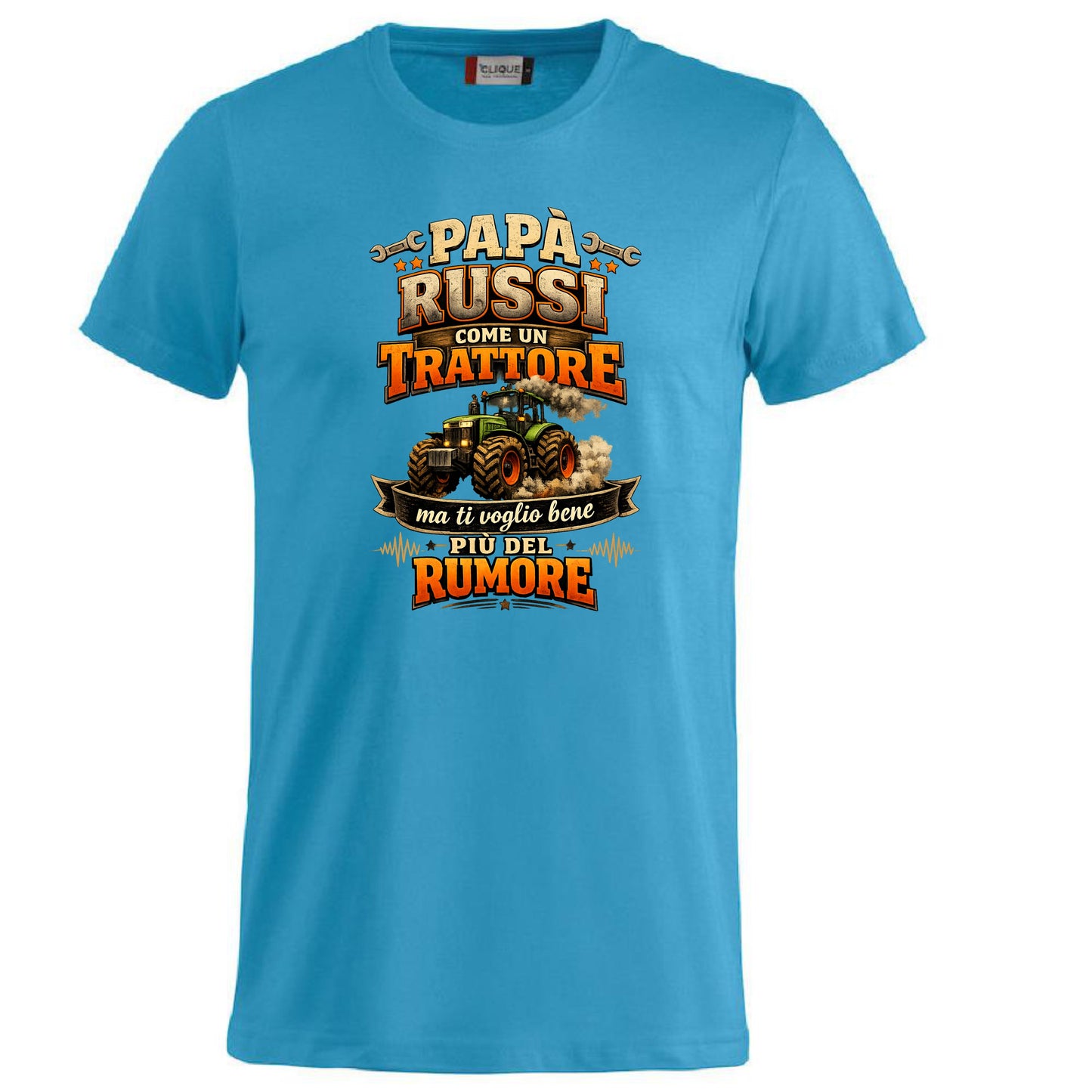 T-Shirt Papa' Russi Come Un Trattore Ma Ti Voglio Bene Piu' Del Rumore – Maglietta Personalizzabile PS 27431-A-145